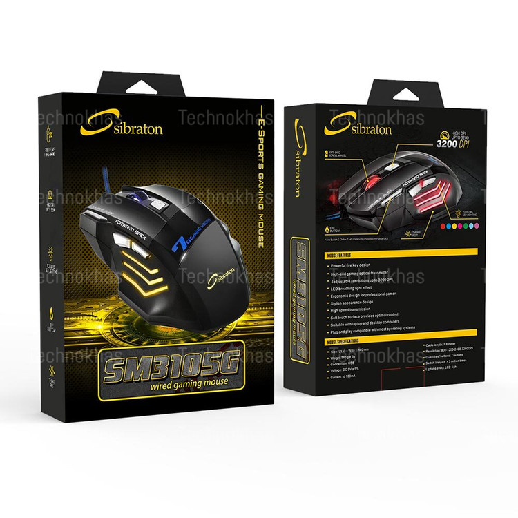 موس با سیم گیمینگ سیبراتون SM3105G
